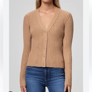 NWT PAIGE Tan Ribbed Knit Cardigan